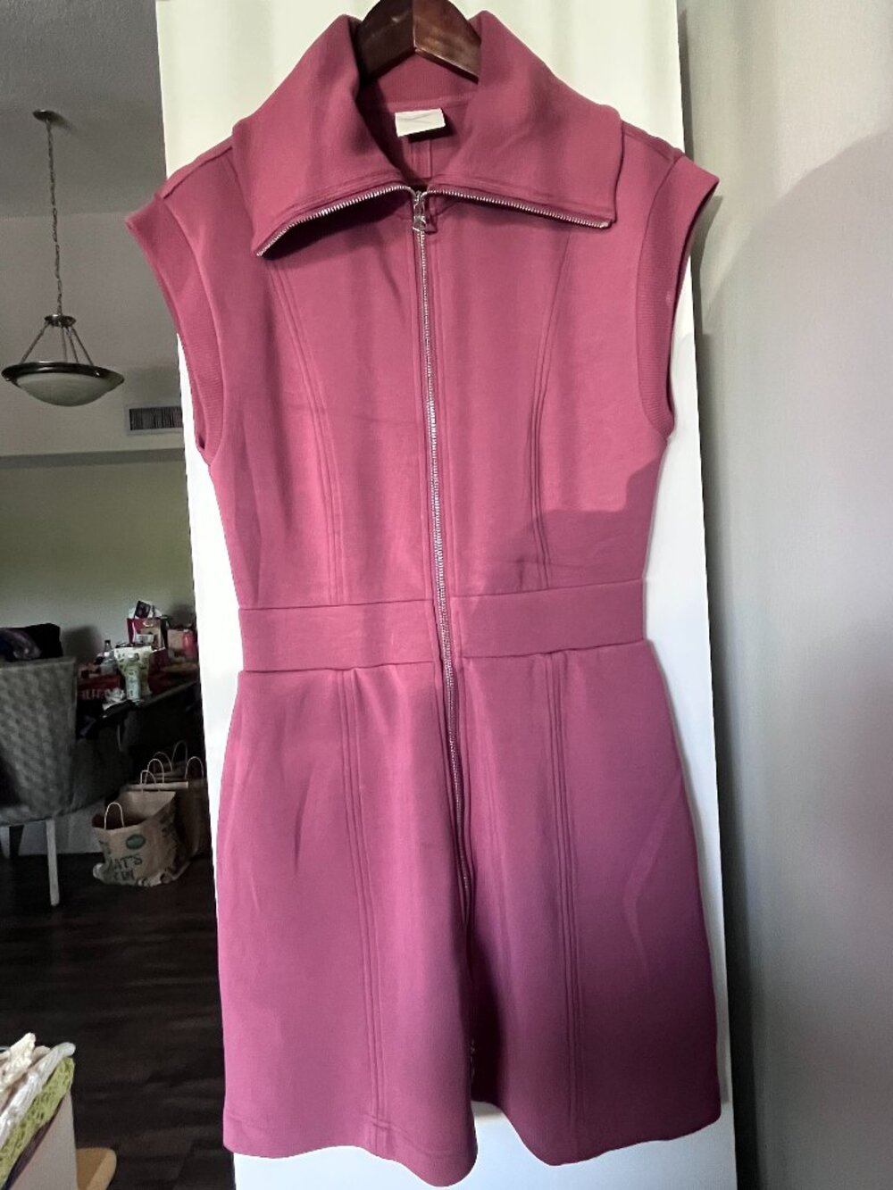 VARLEY Full Zip Sleeveless Mini Dress – Mauve / Rose Pink